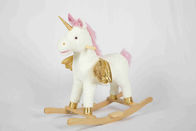 Beyaz Toddler Ahşap Oyuncaklar Yüksek Raf Dolması Hayvan Koltuğu İçin Rocking Horse Unicorn