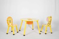 Gizli Cepli Ahşap Hayvan Temalı Çocuk Masa ve Sandalyeleri