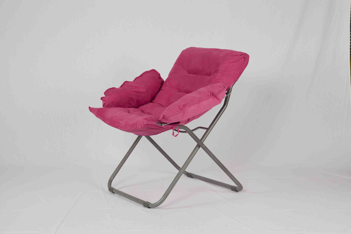 Çocuk Gül Kırmızı Boş Metal Katlanır Sandalyeler Ağır Hizmet Polyester Kumaş ile Rose